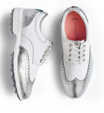 Royal Albartross Tailor in White/Silver women's classic golf shoes