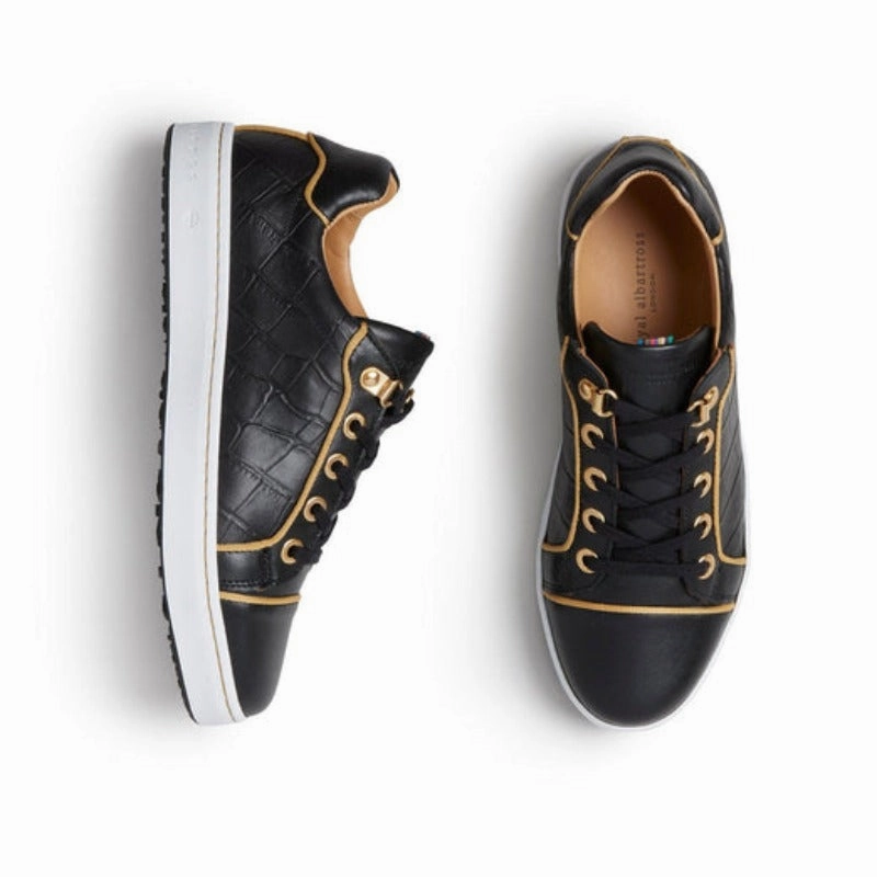 Royal Albartross Buckingham Shoe - Black/Gold women's performance golf shoes