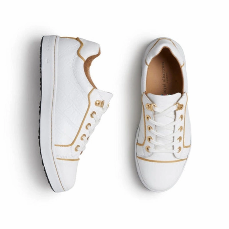 Royal Albartross Buckingham Shoe - White/Gold women's performance golf shoes