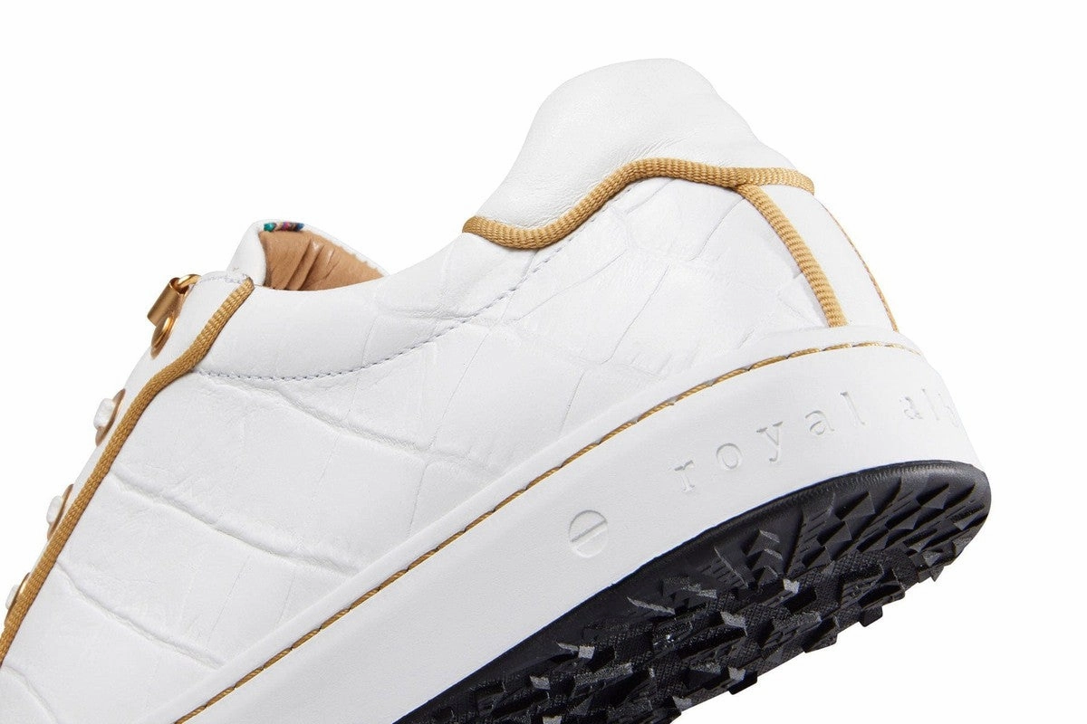 Royal Albartross Buckingham Shoe - White/Gold women's performance golf shoes