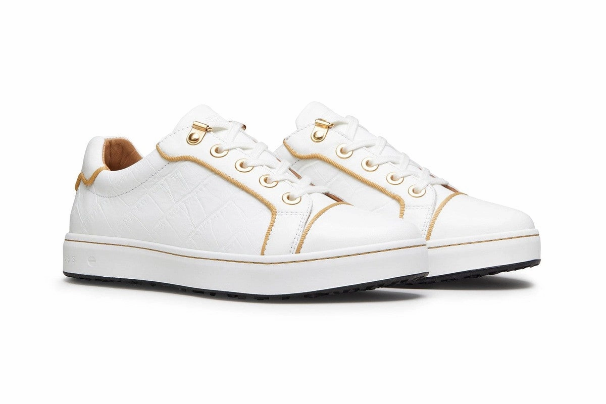Royal Albartross Buckingham Shoe - White/Gold women's performance golf shoes