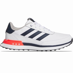S2G Spikeless Leather 24 Golf Shoes White/Navy/Red Adidas men's athletic apparel