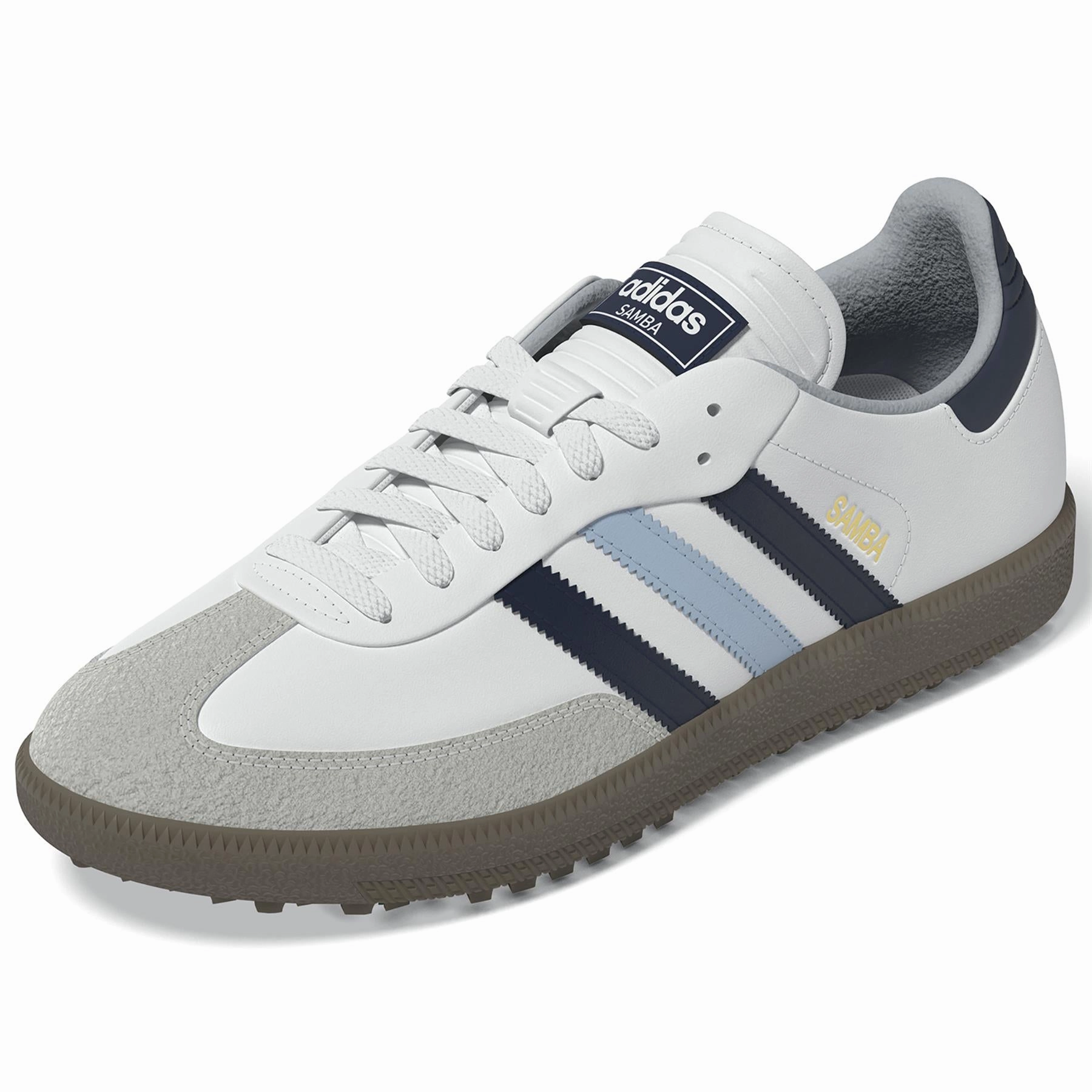 Samba Spikeless Golf Shoes Footwear White/Night Indigo/Clear Sky Adidas Men's Apparel