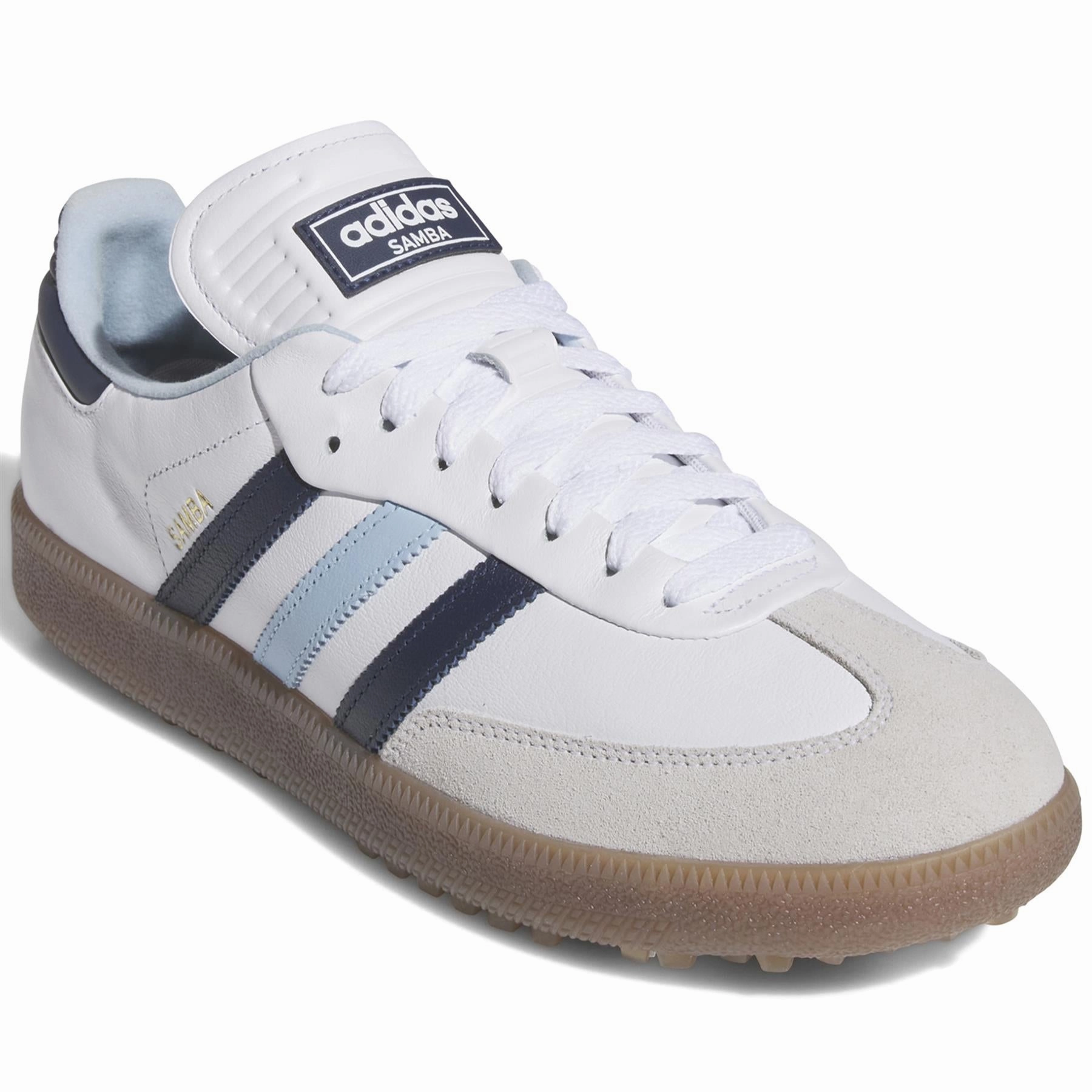 Samba Spikeless Golf Shoes Footwear White/Night Indigo/Clear Sky Adidas Men's Apparel