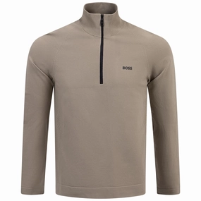 Seamless Tech Quarter Zip Light Green Boss men's fashion and office attire