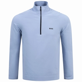 Seamless Tech Quarter Zip Open Blue Boss men's fashion and office attire