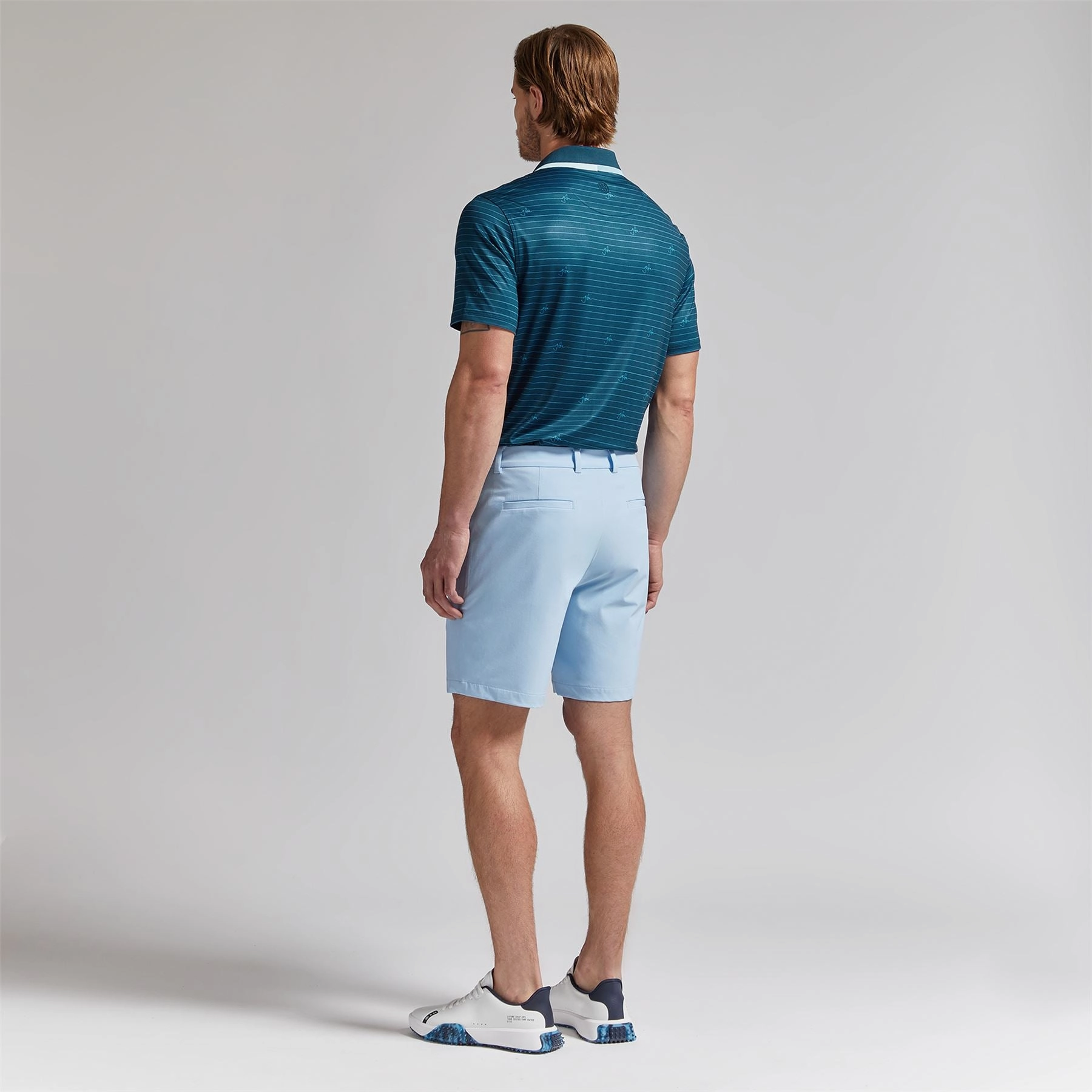 Self Collar Floral Print Tech Jersey Polo Deep Sea G/Fore Men's Fashion