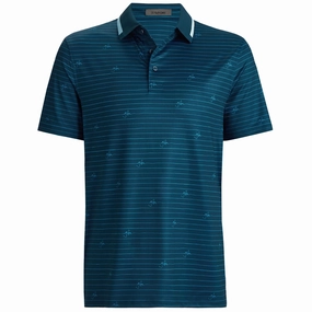 Self Collar Floral Print Tech Jersey Polo Deep Sea G/Fore men's golf fashion