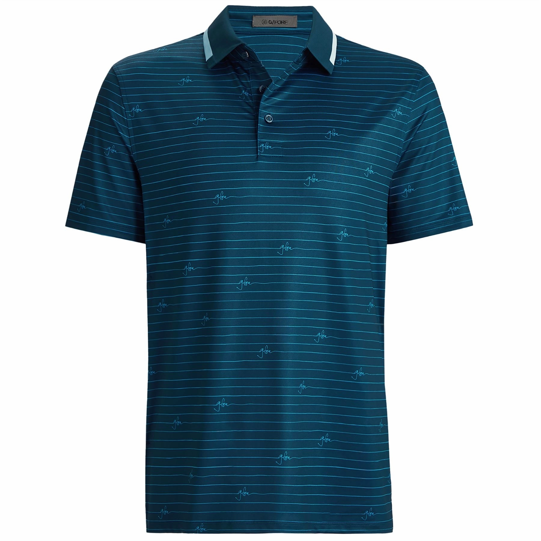 Self Collar Floral Print Tech Jersey Polo Deep Sea G/Fore men's golf fashion