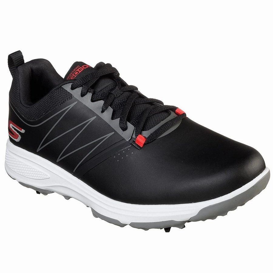 Skechers Men's GO GOLF Torque Spiked Golf Shoes - Black/Red Classic Men's Spiked Golf Shoes