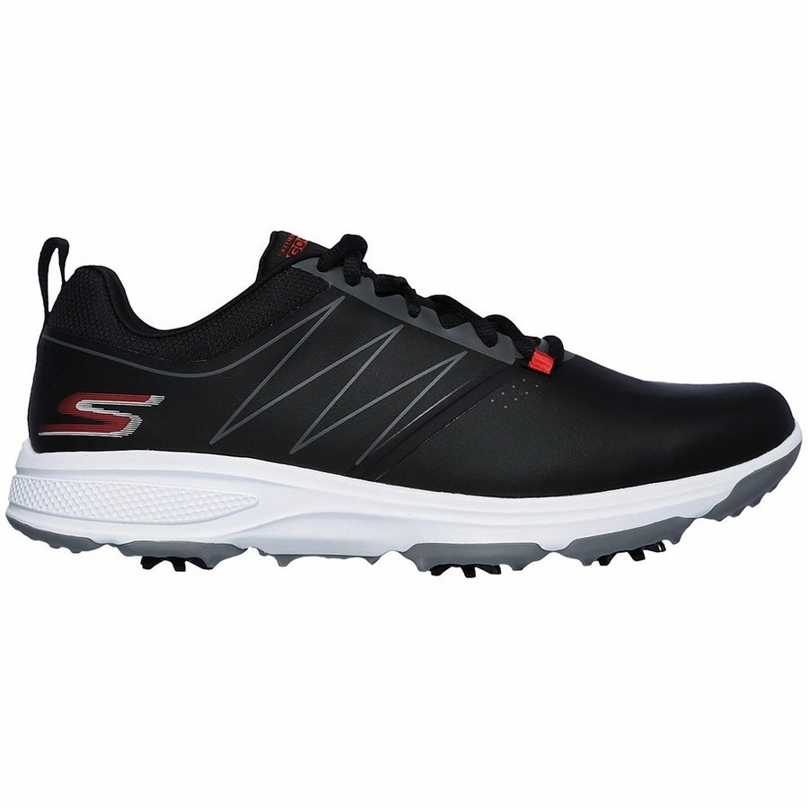Skechers Men's GO GOLF Torque Spiked Golf Shoes - Black/Red Classic men's spiked golf shoes