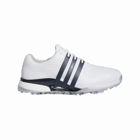 Techwear Sneakers Smart Fit Adidas Men's Tour360 24 Boost Golf Shoes - White/Navy/Silver Easy On Trainers Comfort Sandals