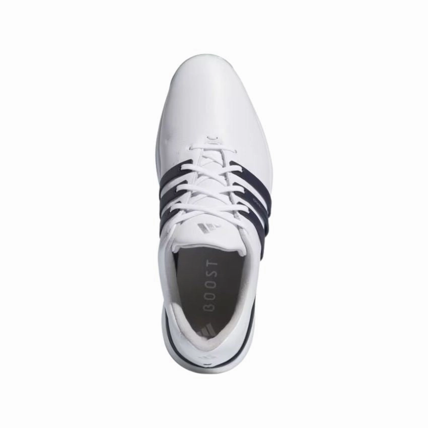 Adidas Men's Tour360 24 Boost Golf Shoes - White/Navy/Silver Casual Footwear, Foam Midsole Shoes, Impact Absorbing Shoes