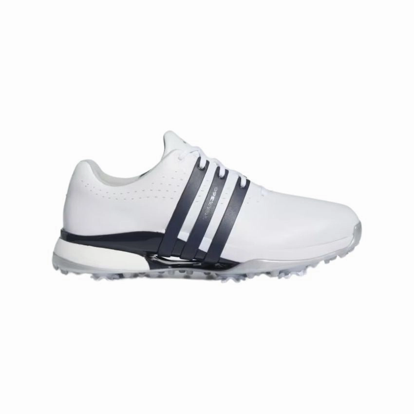 Techwear Sneakers Smart Fit Adidas Men's Tour360 24 Boost Golf Shoes - White/Navy/Silver Easy On Trainers Comfort Sandals