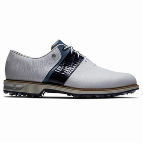 Soft Footbed Sandals FootJoy Premiere Series - Packard Golf Shoes White/Navy - 24 Men Eva Sole Sneakers High-Traction Outsole, Unisex Sneakers, Urban Casual Shoes