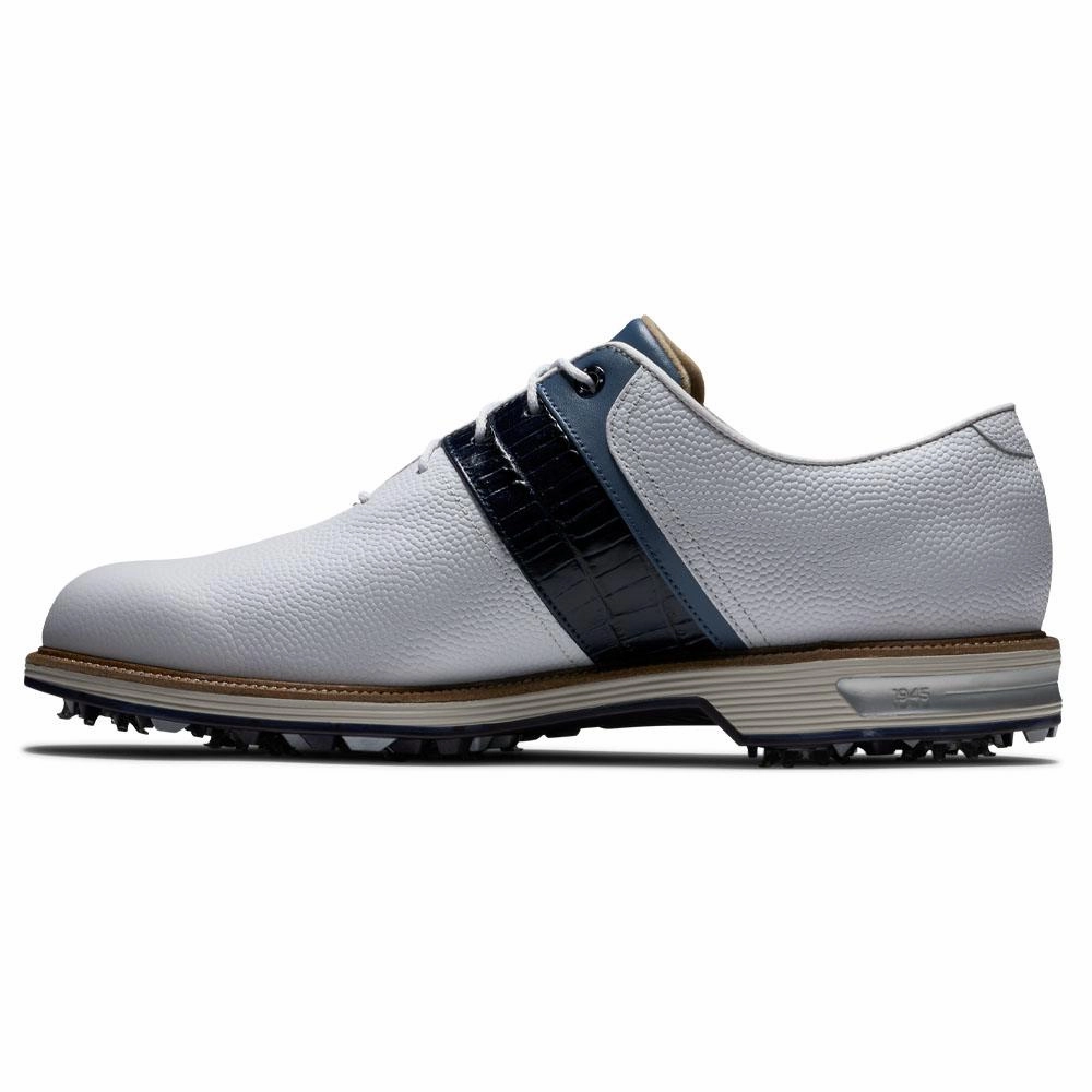 FootJoy Premiere Series - Packard Golf Shoes White/Navy - 24 Men Elastic Fit Shoes, Clean Silhouette Shoes, Wear-Everywhere Shoes