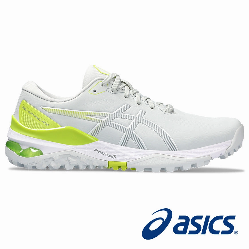 Clean Look Sneakers Soft Sole Shoes Asics Men's Gel-Kayano Ace 2 Golf Shoes - Glacier Grey/Neon Lime Mesh Knit Sneakers Street Style Sneakers