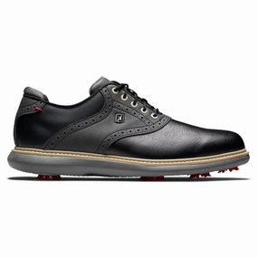 Arch Support Shoes Soft Sole Shoes FootJoy FJ Traditions Golf Shoes Black - 24 Men All-Day Wear Performance Shoes