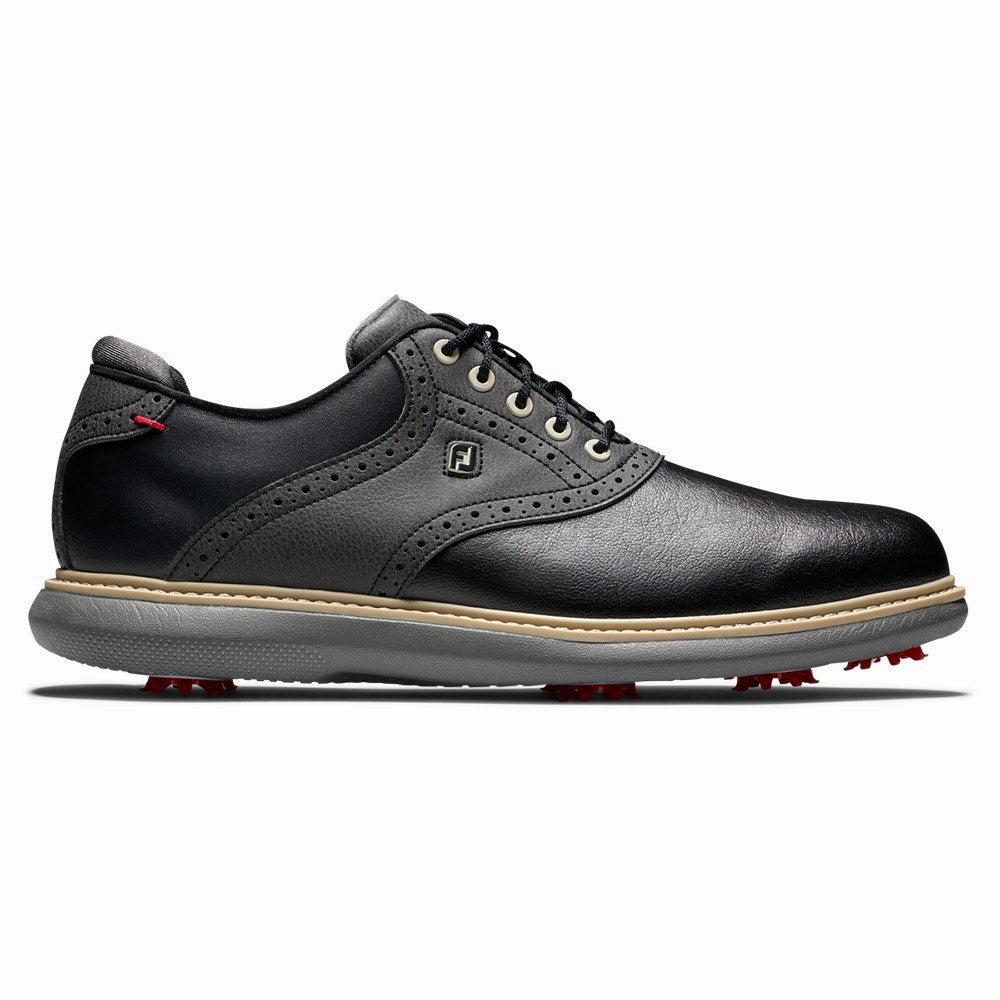 Arch Support Shoes Soft Sole Shoes FootJoy FJ Traditions Golf Shoes Black - 24 Men All-Day Wear Performance Shoes