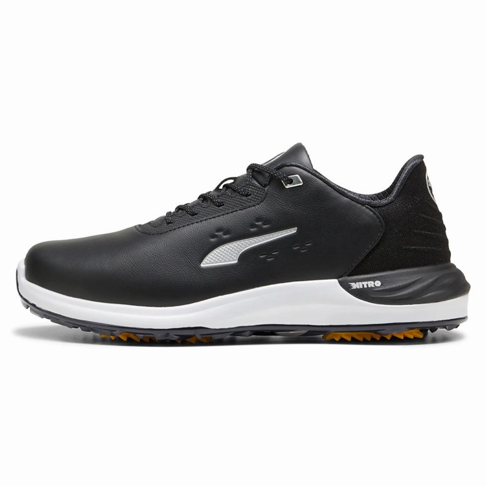 PUMA Phantomcat Nitro Golf Shoes Black/Silver/Yellow Sizzle - 24 Men All-Season Sneakers, Smooth Finish Shoes, Urban Casual Shoes