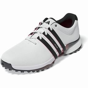 Sole Motion Adidas Men's Tour360 25 Spikeless Golf Shoes - White/Black/Lucid Red Everyday Fit Slip-On Footwear, Memory Foam Shoes