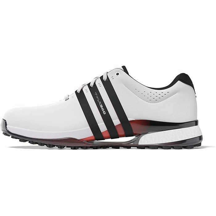 Adidas Men's Tour360 25 Spikeless Golf Shoes - White/Black/Lucid Red Breathable Trainers