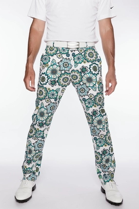 Sport Monaco Slim Fit Floral Print Cotton Pants - BLUE / WHITE Sport Monaco men's fashion