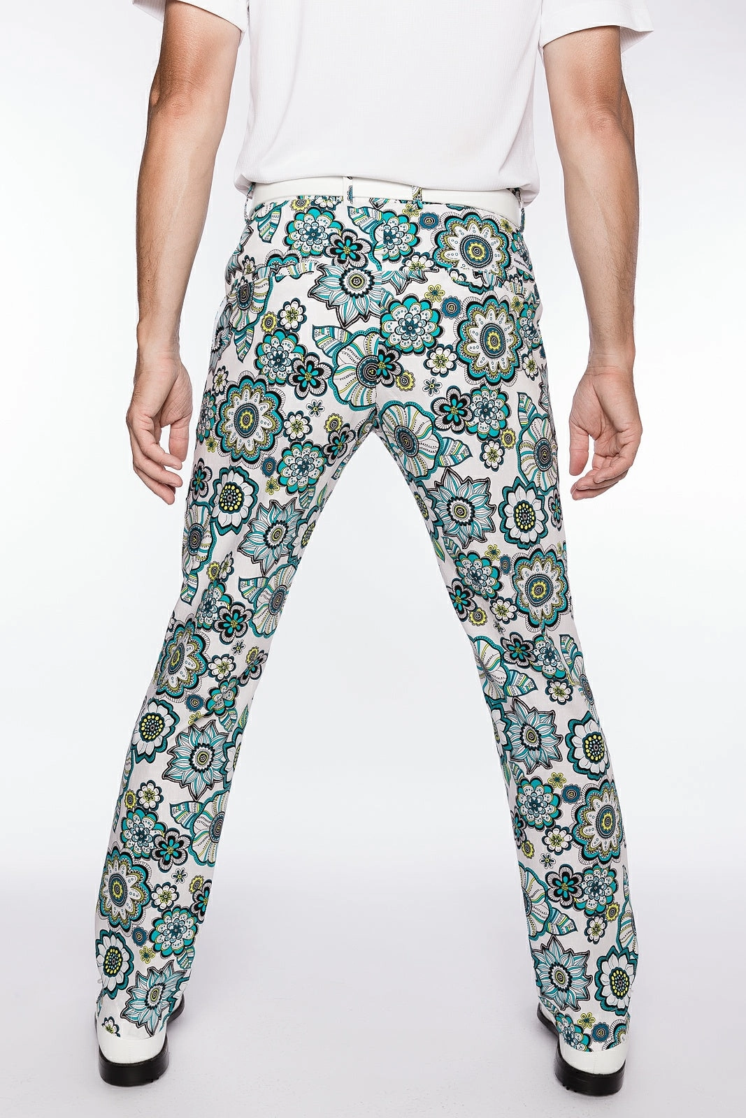Sport Monaco Slim Fit Floral Print Cotton Pants - BLUE / WHITE Sport Monaco Men's Clothing