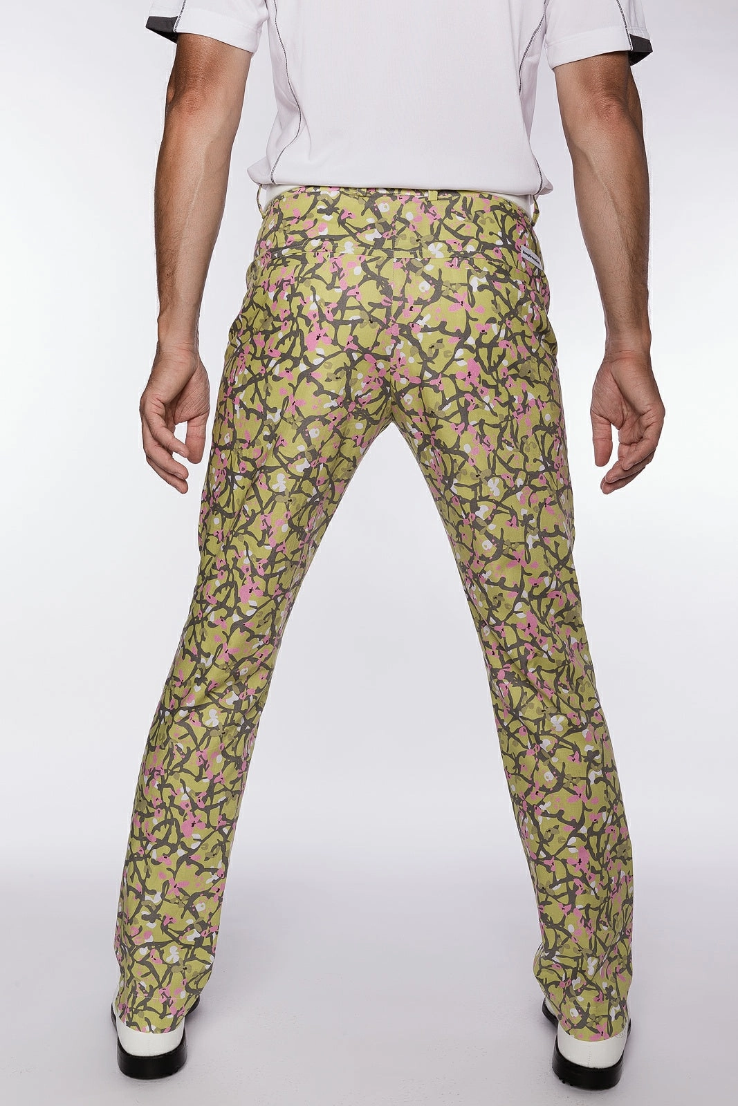 Sport Monaco Slim Fit Floral Print Cotton Pants - GREEN/ GREY / PINK Sport Monaco Men's Clothing
