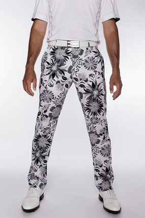 Sport Monaco Slim Fit Floral Print Cotton Pants - ONYX / CHARCOAL / WHITE Sport Monaco men's fashion