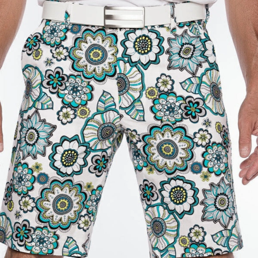Sport Monaco Slim Fit Floral Print Cotton Shorts - BLUE / WHITE Sport Monaco Men's Clothing