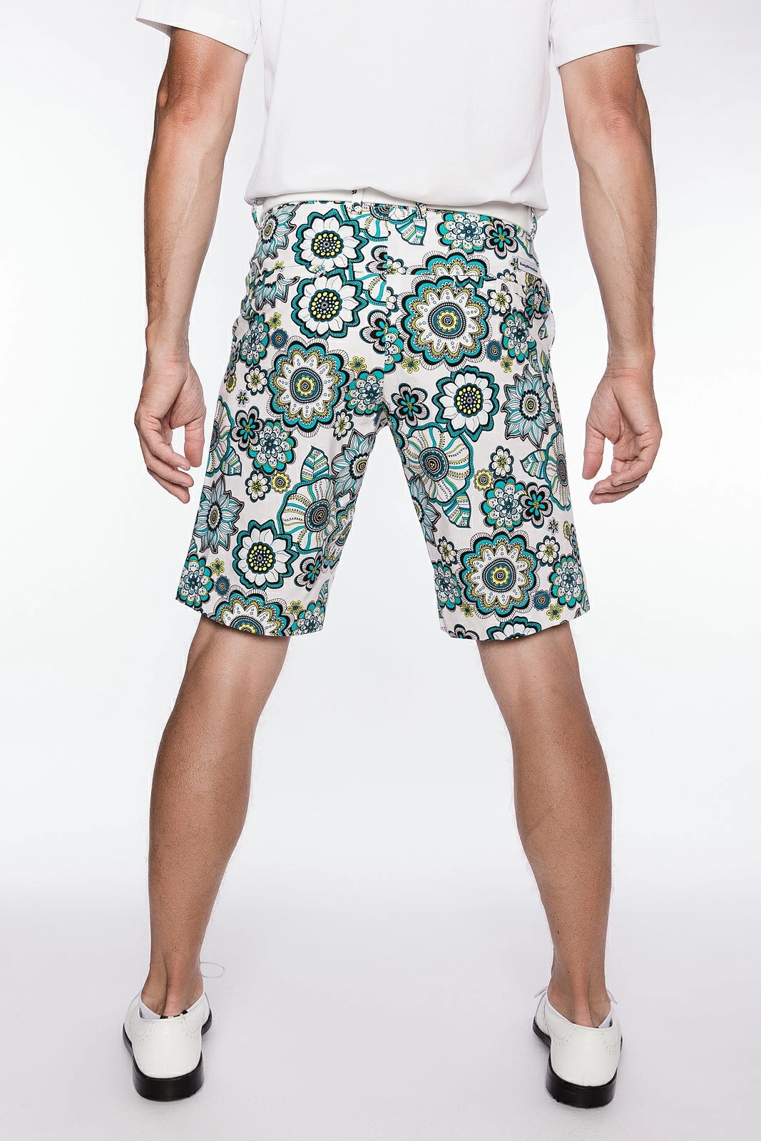 Sport Monaco Slim Fit Floral Print Cotton Shorts - BLUE / WHITE Sport Monaco Men's Clothing