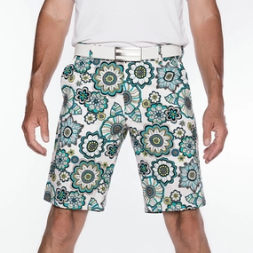 Sport Monaco Slim Fit Floral Print Cotton Shorts - BLUE / WHITE Sport Monaco men's fashion