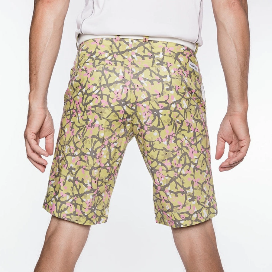 Sport Monaco Slim Fit Floral Print Cotton Shorts - GREEN/ GREY / PINK Sport Monaco Men's Clothing