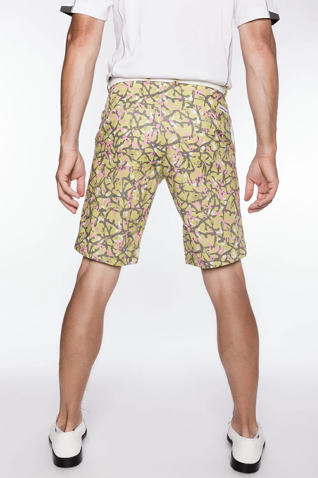 Sport Monaco Slim Fit Floral Print Cotton Shorts - GREEN/ GREY / PINK Sport Monaco Men's Clothing