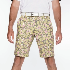 Sport Monaco Slim Fit Floral Print Cotton Shorts - GREEN/ GREY / PINK Sport Monaco men's fashion