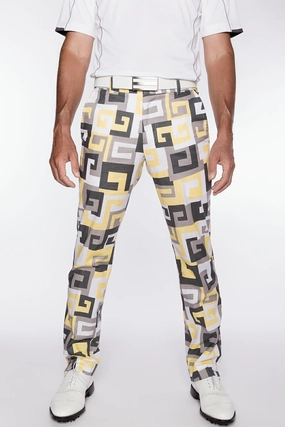 Sport Monaco Slim Fit Geo Print Cotton Pants - SUN / WHITE / CHARCOAL Sport Monaco men's fashion