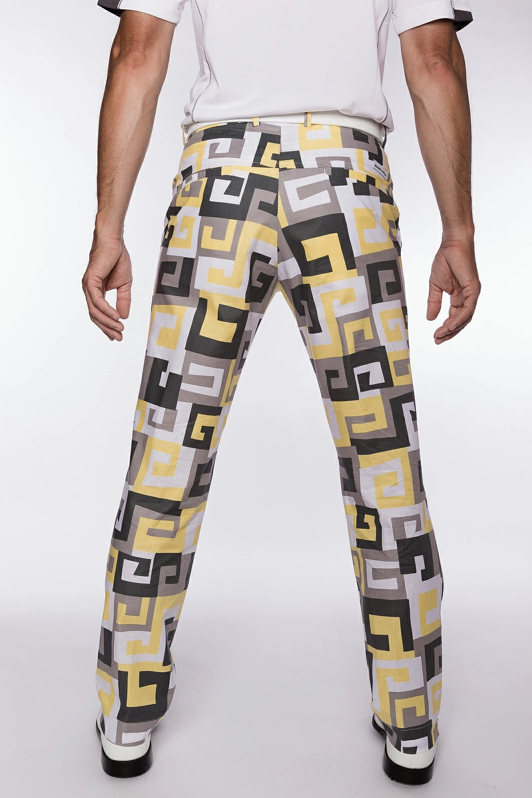 Sport Monaco Slim Fit Geo Print Cotton Pants - SUN / WHITE / CHARCOAL Sport Monaco Men's Clothing