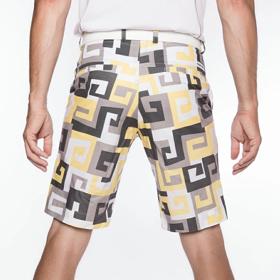 Sport Monaco Slim Fit Geo Print Cotton Shorts - SUN / WHITE / CHARCOAL Sport Monaco Men's Clothing