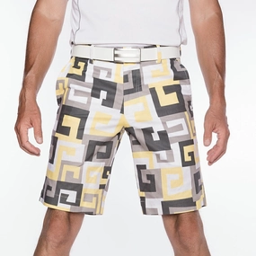Sport Monaco Slim Fit Geo Print Cotton Shorts - SUN / WHITE / CHARCOAL Sport Monaco men's fashion
