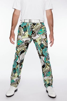 Sport Monaco Slim Fit Jungle Print Cotton Pants - BLUE / WHITE / MULTI Sport Monaco men's fashion