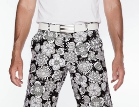Sport Monaco Slim Fit Multi Floral Print Cotton Pants- BLACK / CHARCOAL / WHITE Sport Monaco men's fashion