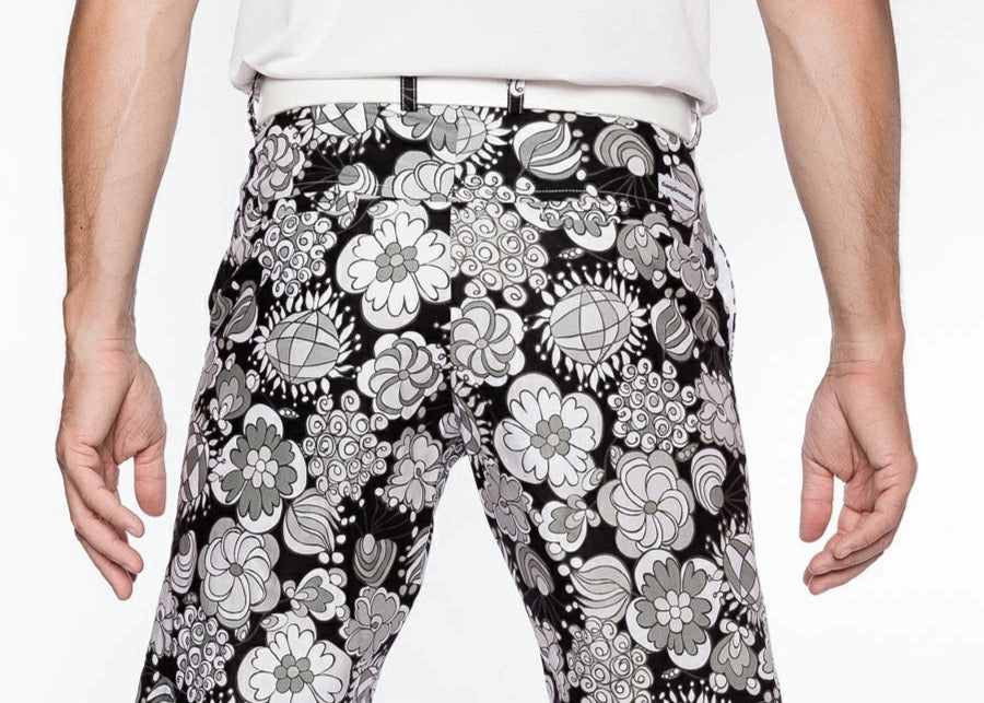 Sport Monaco Slim Fit Multi Floral Print Cotton Shorts - BLACK / CHARCOAL / WHITE Sport Monaco Men's Clothing