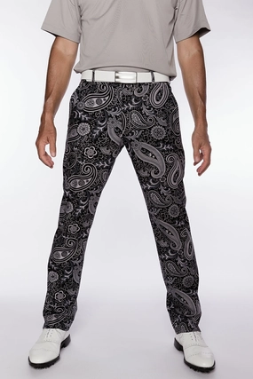 Sport Monaco Slim Fit Paisley Pint Cotton Pants - BLACK / CHARCOAL Sport Monaco men's fashion