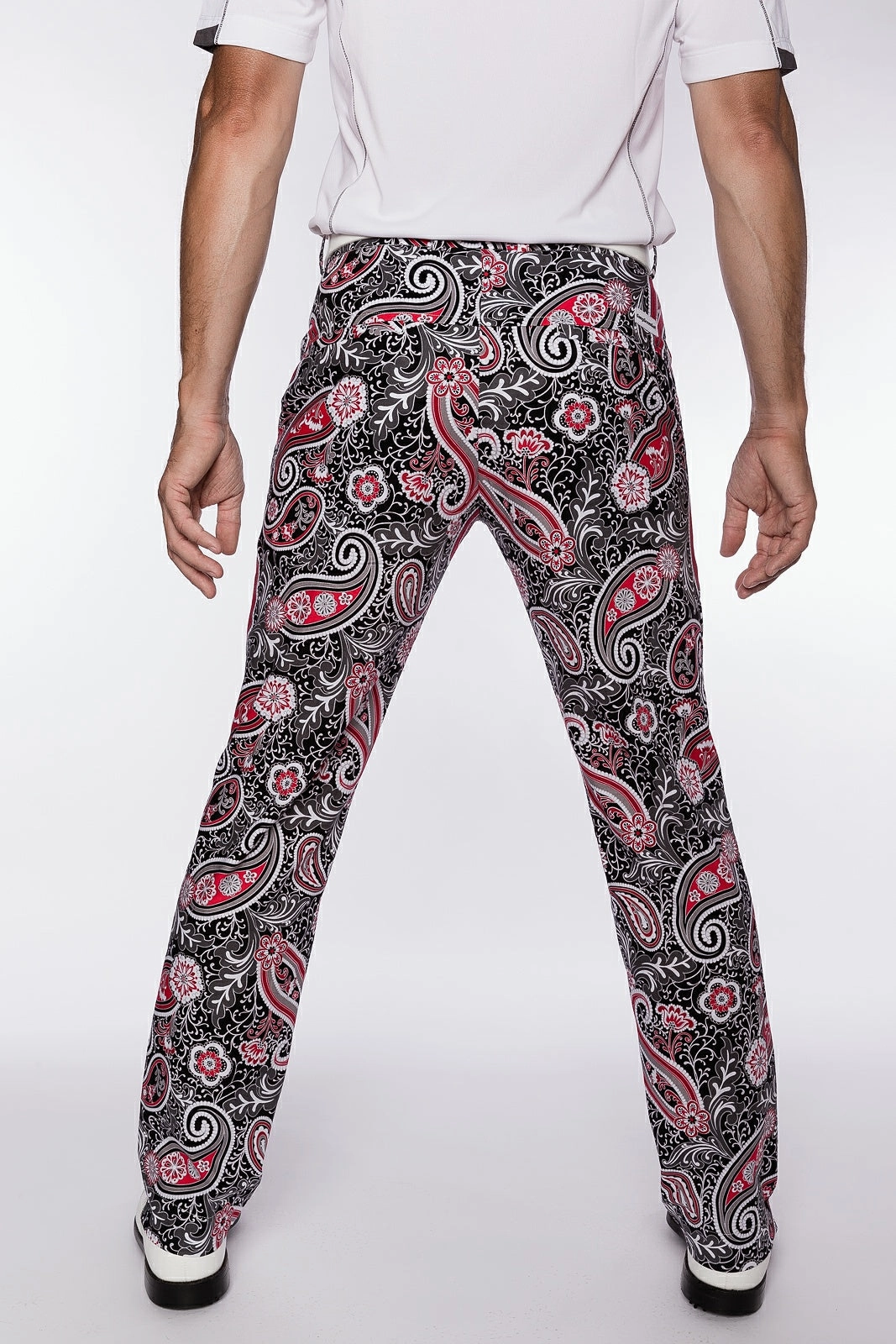 Sport Monaco Slim Fit Paisley Pint Cotton Pants - BLACK / RED / MULTI Sport Monaco Men's Clothing