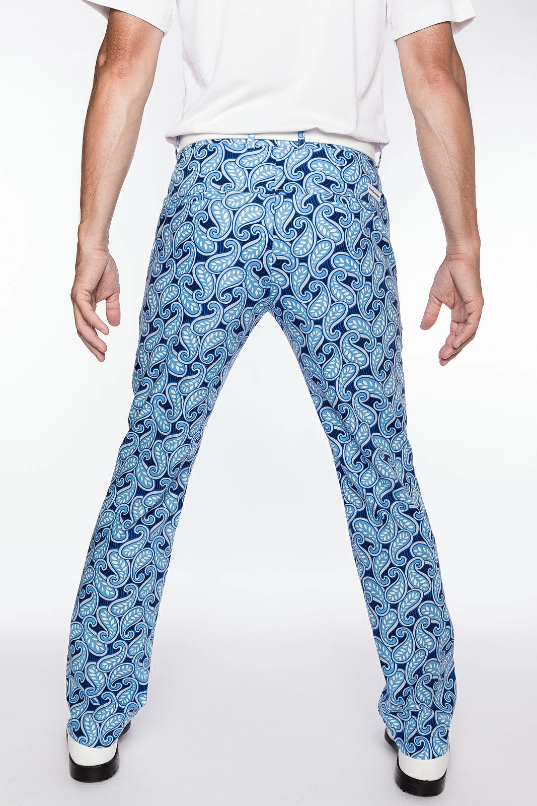 Sport Monaco Slim Fit Paisley Print Cotton Pants - BLUE / WHITE Sport Monaco Men's Clothing