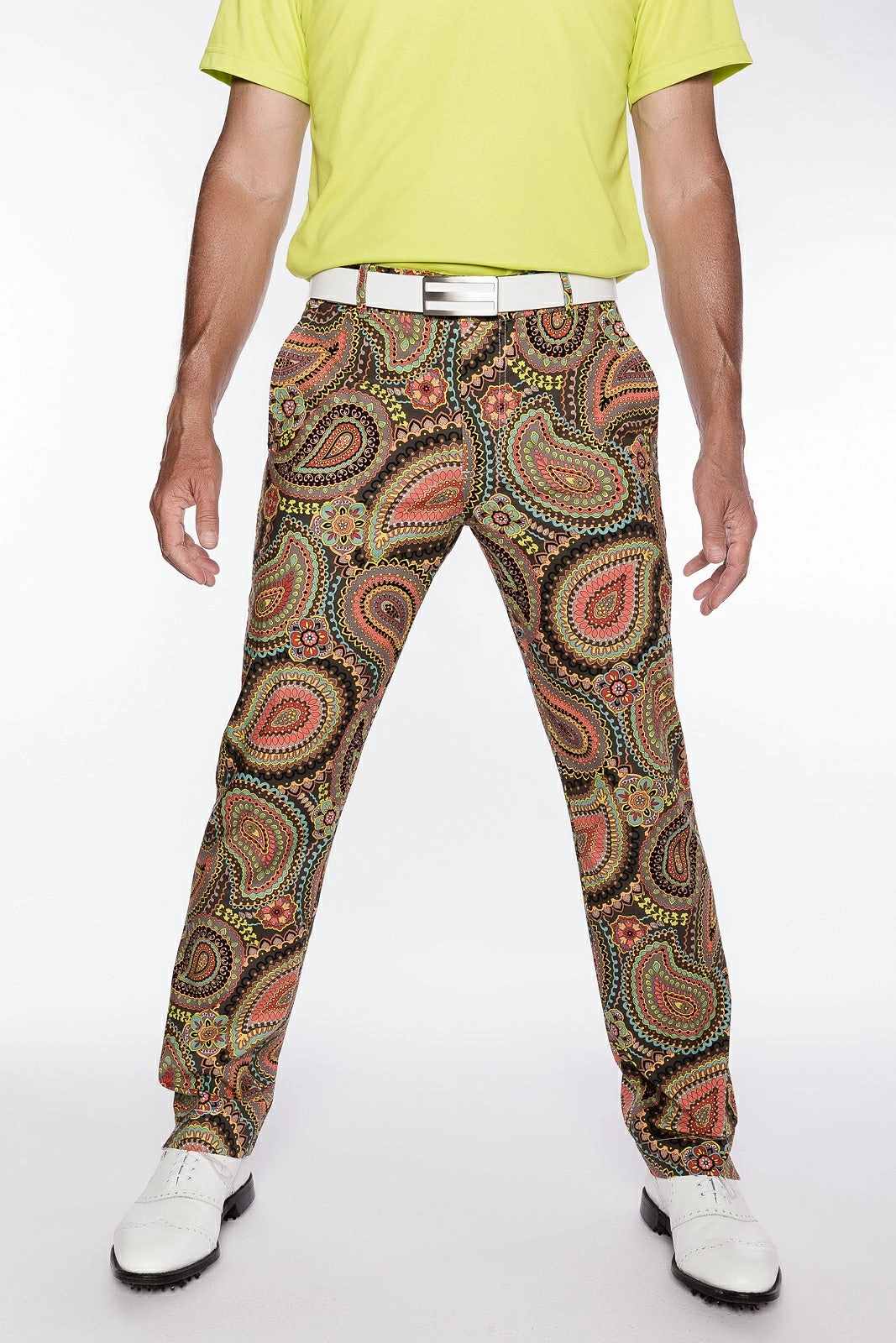 Sport Monaco Slim Fit Paisley Print Cotton Pants - MULTI Sport Monaco men's fashion