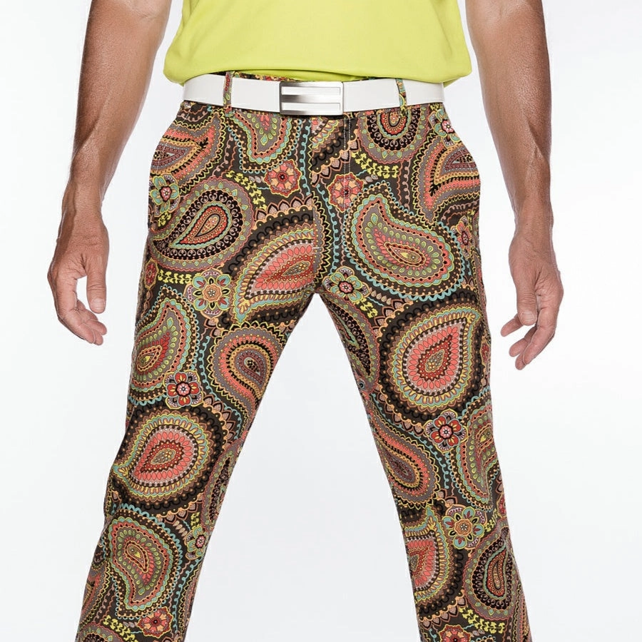 Sport Monaco Slim Fit Paisley Print Cotton Pants - MULTI Sport Monaco Men's Clothing