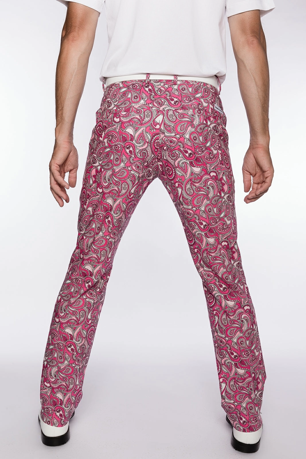Sport Monaco Slim Fit Paisley Print Cotton Pants - PINK/ WHITE Sport Monaco Men's Clothing