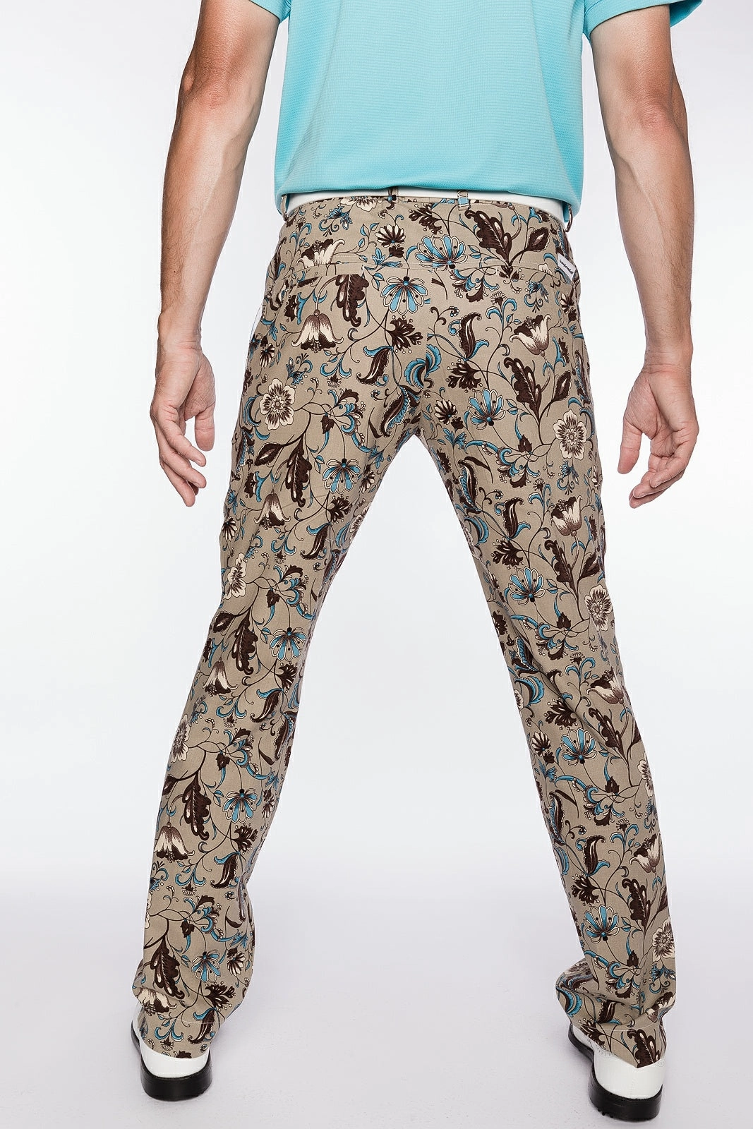 Sport Monaco Slim Fit Paisley Print Cotton Pants - TAN / BLUE Sport Monaco Men's Clothing